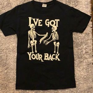 Men’s  Small Skeletons Glow in the Dark I’ve Got Your Back Shirt